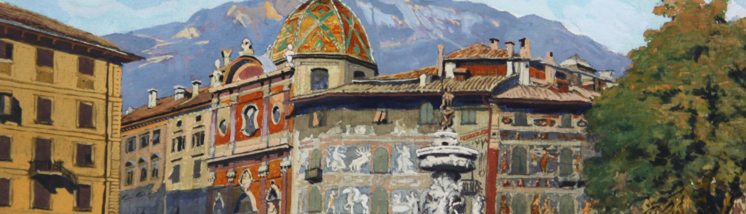 Trient - Trento - Piazza del Duomo - Domplatz und Neptunbrunnen - 1917 - von Willi Pietz als Teilnehmer des Deutschen Alpenkorps